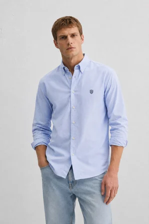 TYSON Mavi %100 Pamuk Poplin Standard Fit Erkek Gömlek
