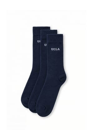 SILVIUS 3'LÜ Lacivert Uzun Pamuklu Jakarlı Standard Fit Unisex Çorap