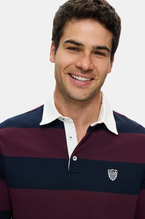 RUGBY Bordo Nakışlı %100 Pamuk Polo Yaka Standard Fit Erkek Sweatshirt