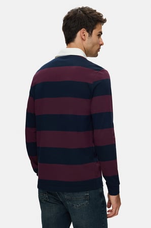 RUGBY Bordo Nakışlı %100 Pamuk Polo Yaka Standard Fit Erkek Sweatshirt
