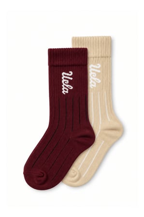 RESLEY 2'Lİ Bordo Bej Uzun Pamuklu Jakarlı Standard Fit Unisex Çorap