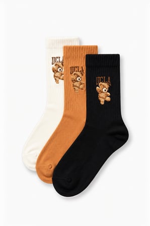 JEAN 3'LÜ Siyah Turuncu Beyaz Uzun Pamuklu Jakarlı Standard Fit Unisex Çorap