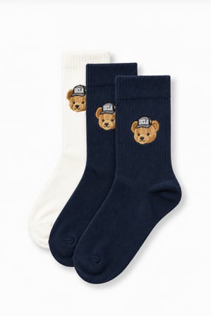CULLEN 3'LÜ Lacivert Beyaz Uzun Pamuklu Jakarlı Standard Fit Unisex Çorap