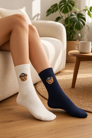 CULLEN 3'LÜ Lacivert Beyaz Uzun Pamuklu Jakarlı Standard Fit Unisex Çorap
