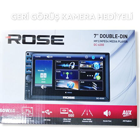 Rose DC-6300 Bt 7 Inç Double Oto USB Sd Bluetooth Teyp