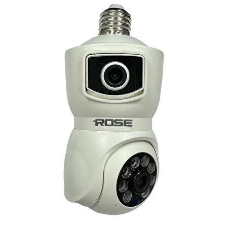 ROSE AHD-30125 Akıllı Wireless Ampül Kamera 360Derece Hareketli Çift Kameralı