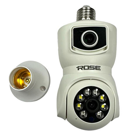 ROSE AHD-30125 Akıllı Wireless Ampül Kamera 360Derece Hareketli Çift Kameralı