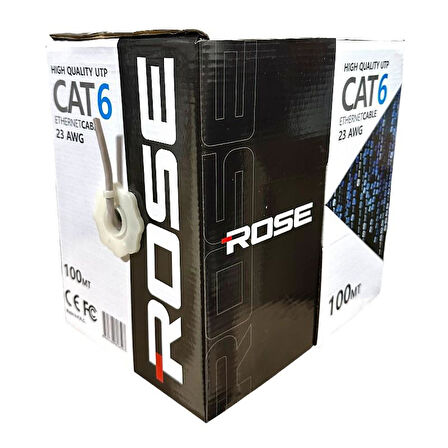 ROSE 23AWG 100 Metre Cat6 Ethernet Kablo - Gri