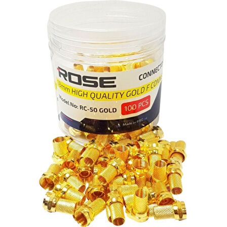 Rose RC-50 RG6 Gold F Konnektör 18mm - Kutulu 100Adet