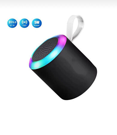 Rose SH-313 Işıklı Taşınabilir Şarjlı Bluetooth Hoparlör - Siyah