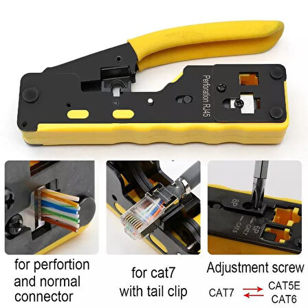 Rose RC-812 Cat5/Cat6/CAT7 EZ-RJ45-RJ11 Konnektör Sıkma Pensesi