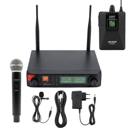 Rose R-702EY UHF Telsiz El+ Kablolu Yaka Mikrofonu 2li