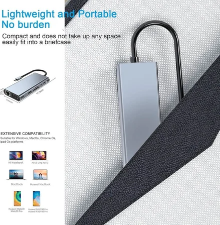 Taplin TK-122 11 in 1 Type-C Hub USB HDMI VGA LAN Çoklayıcı