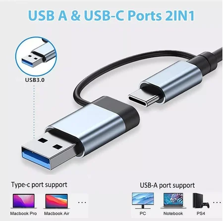 Taplin TK-128 8Port Usb Type-C Çoklayıcı Hub Kart Okuyucu