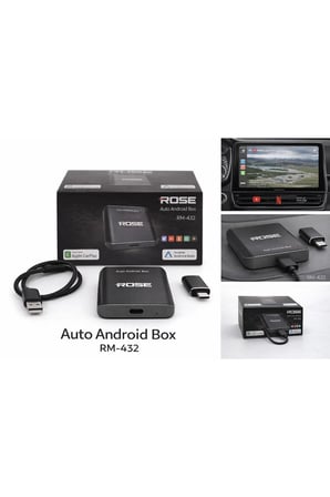 Rose RM-432 4x32GB Auto Android Box–Kablosuz CarPlay & Android Auto Dönüştürücü, YouTube, Netflix