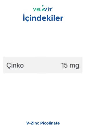 V-Zinc Picolinate Çinko Pikolinat İçeren Bağışıklık, Saç, Cilt ve Tırnak Desteği 30 Kapsül | Vegan