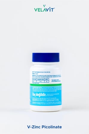 V-Zinc Picolinate Çinko Pikolinat İçeren Bağışıklık, Saç, Cilt ve Tırnak Desteği 30 Kapsül | Vegan