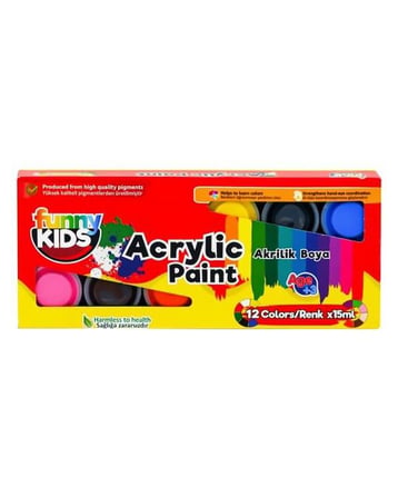Funny Kids 12 Renk Akrilik Boya 12x15ml
