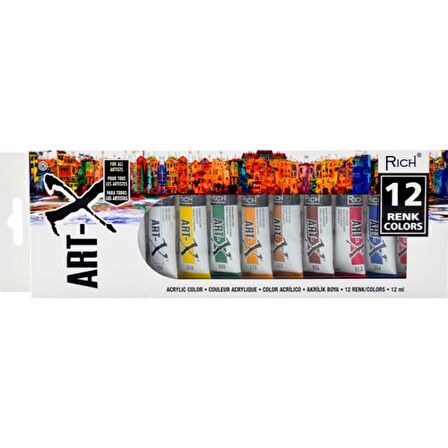 Rich Art-X 12 ml 12 Renk Tüp Akrilik Boya (11412)