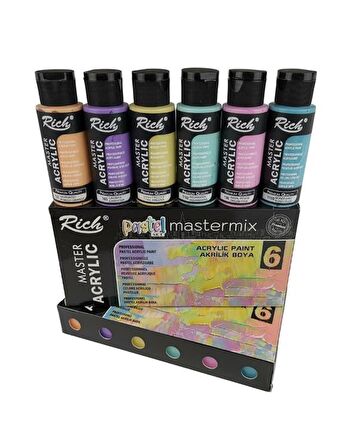 Rich Mastermix Akrilik Boya Pastel Renkler 60cc 6’lı Set 