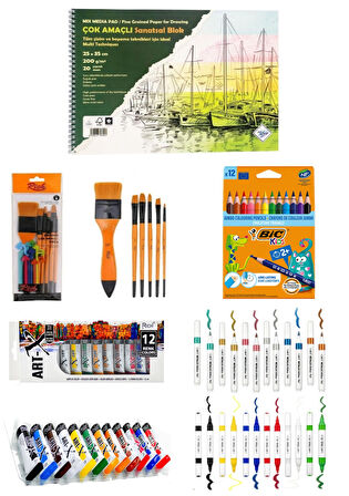 Art Liva Resim Defteri Fon Kartonlu 25X35 Kids Evolution Üçgen Sanatsal Setler Araç Gereçler Set 3