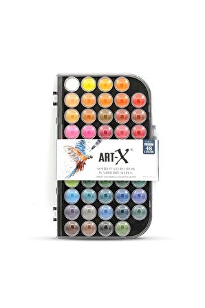 Art-x 48 Renk Premıum Tablet Suluboya Seti - Su Hazneli Fırça Hediyeli