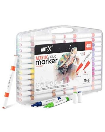Rich Art X Acrylic Duo Marker Çift Uçlu Su Bazlı Boyama Kalemi 48 Renk Set 18053
