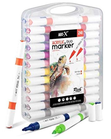 Rich Art X Acrylic Duo Marker Çift Uçlu Su Bazlı Boyama Kalemi 24 Renk Set 18054