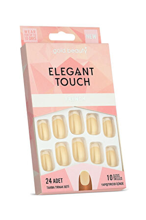 Gold Beauty Elegant Touch 24'lü Frenchli Takma Tırnak - Yapıştırıcı