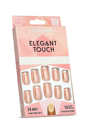 Gold Beauty Elegant Touch 24'lü Frenchli Takma Tırnak - Yapıştırıcı