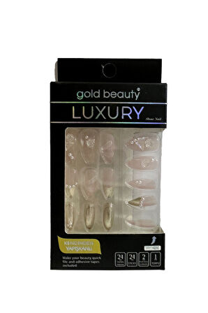 Gold Beauty Taşlı Takma Tırnak
