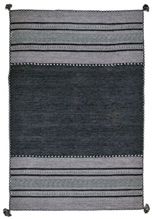 Trb-01 Iskandinav Pamuk Kilim El Dokuma Koyu Gri