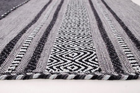 Trb-01 Iskandinav Pamuk Kilim El Dokuma Koyu Gri