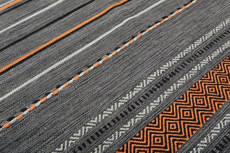 Trb-03 İskandinav Koyu Gri El Dokuma Kilim