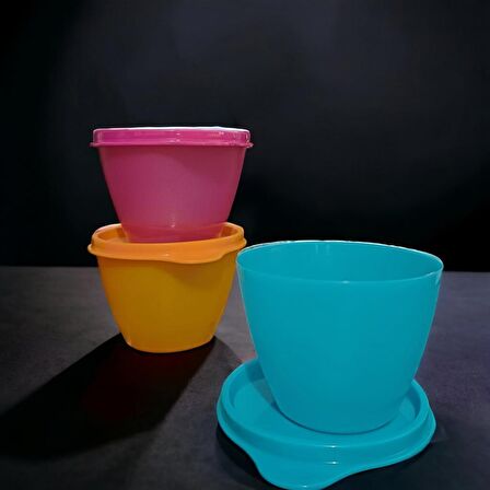 Technow Tupperware Renkli Buzdolabı Kapları 3'lü Set 400 ml