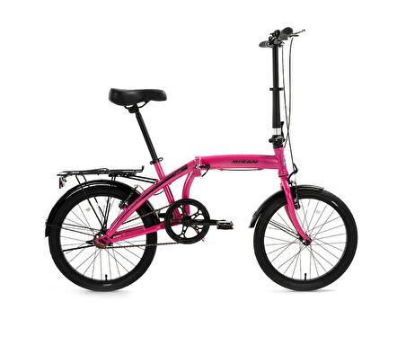 BİSAN TWIN KATLANIR BİSİKLET 32 CM V FREN 20 JANT 1 VİTES METALİK PEMBE PEMBE - SİYAH