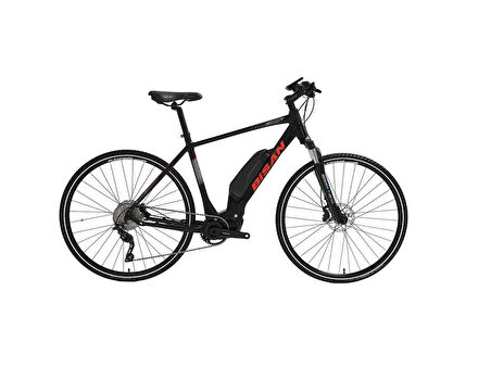 BİSAN E-TREKKING ELEKTRİKLİ ERKEK ŞEHİR BİSİKLETİ 48CM HD 28 JANT 10 VİTES MAT SİYAH KIRMIZI