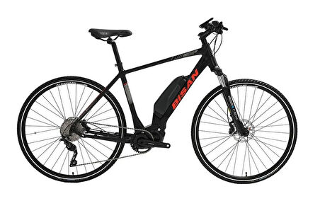 BİSAN E-TREKKING ELEKTRİKLİ ERKEK ŞEHİR BİSİKLETİ 50CM HD 28 JANT 10 VİTES MAT SİYAH KIRMIZI