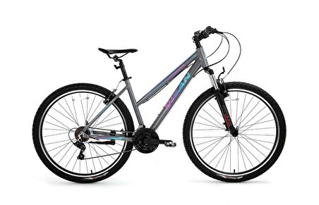 BİSAN ATHENA DAĞ BİSİKLETİ 48 CM HD 27.5 JANT 21 VİTES METALİK GRİ MAVİ - MOR