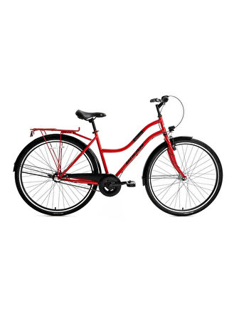BİSAN BELLA-24 KADIN ŞEHİR BİSİKLETİ 42CM V 26 JANT 3 VİTES BAYRAK KIRMIZISI SİYAH