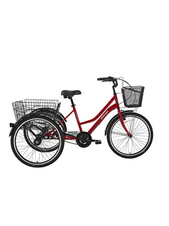 PORTER HİZMET BİSİKLETİ 44 CM V - ROLLER FREN 3 VİTES 24 JANT BAYRAK KIRMIZISI BEYAZ