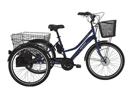 BİSAN e-PORTER ÜÇ TEKERLİ ELEKTRİKLİ BİSİKLET 44CM V 24 JANT 3 VİTES LACİVERT BEYAZ