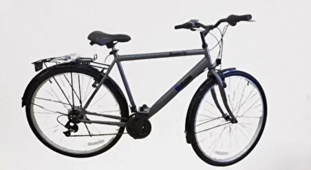 BİSAN HARDY ŞEHİR BİSİKLETİ 55 CM V 28 JANT 21 VİTES PARLAK GRİ SİYAH MAVİ
