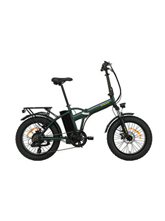 BİSAN E-FOLDING F2  ELEKTRİKLİ KATLANIR BİSİKLET 43 CM DİSK FREN 20 JANT 7 VİTES HAKİ SARI