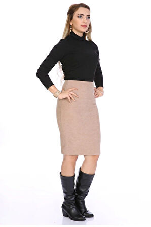 Apsen Kadın Bej Kadife Kalem Etek 2120-65