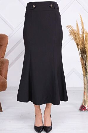 Kadın Mevsimlik Düğmeli Apolet Detaylı Balık Tesettür Etek 2161/95