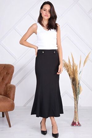 Kadın Mevsimlik Düğmeli Apolet Detaylı Balık Tesettür Etek 2161/95