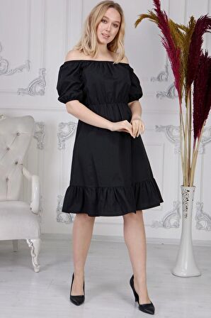 Kadın Beli Lastikli Tery Coton Elbise 4367/95