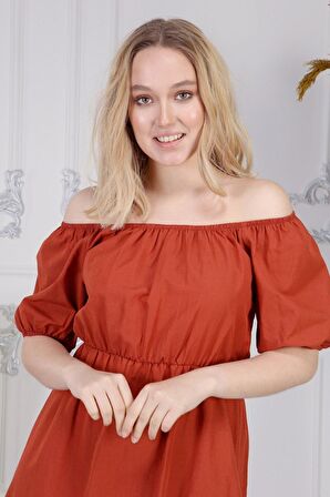 Kadın Beli Lastikli Tery Coton Elbise 4367/95