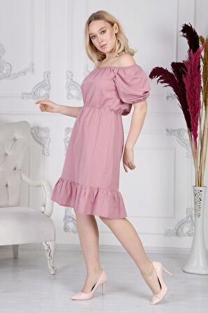 Kadın Beli Lastikli Tery Coton Elbise 4367/95